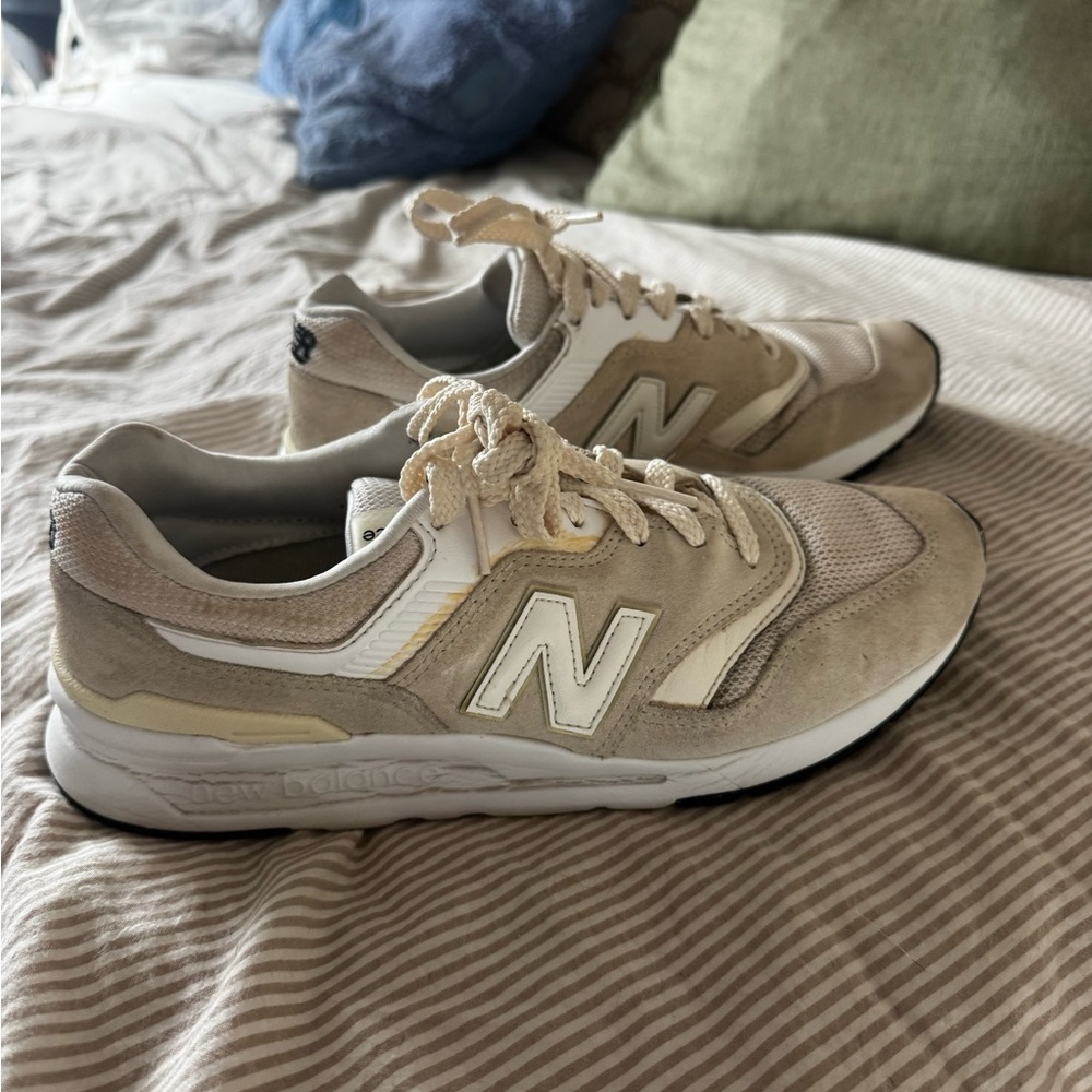 New Balance Tan and White Sneakers